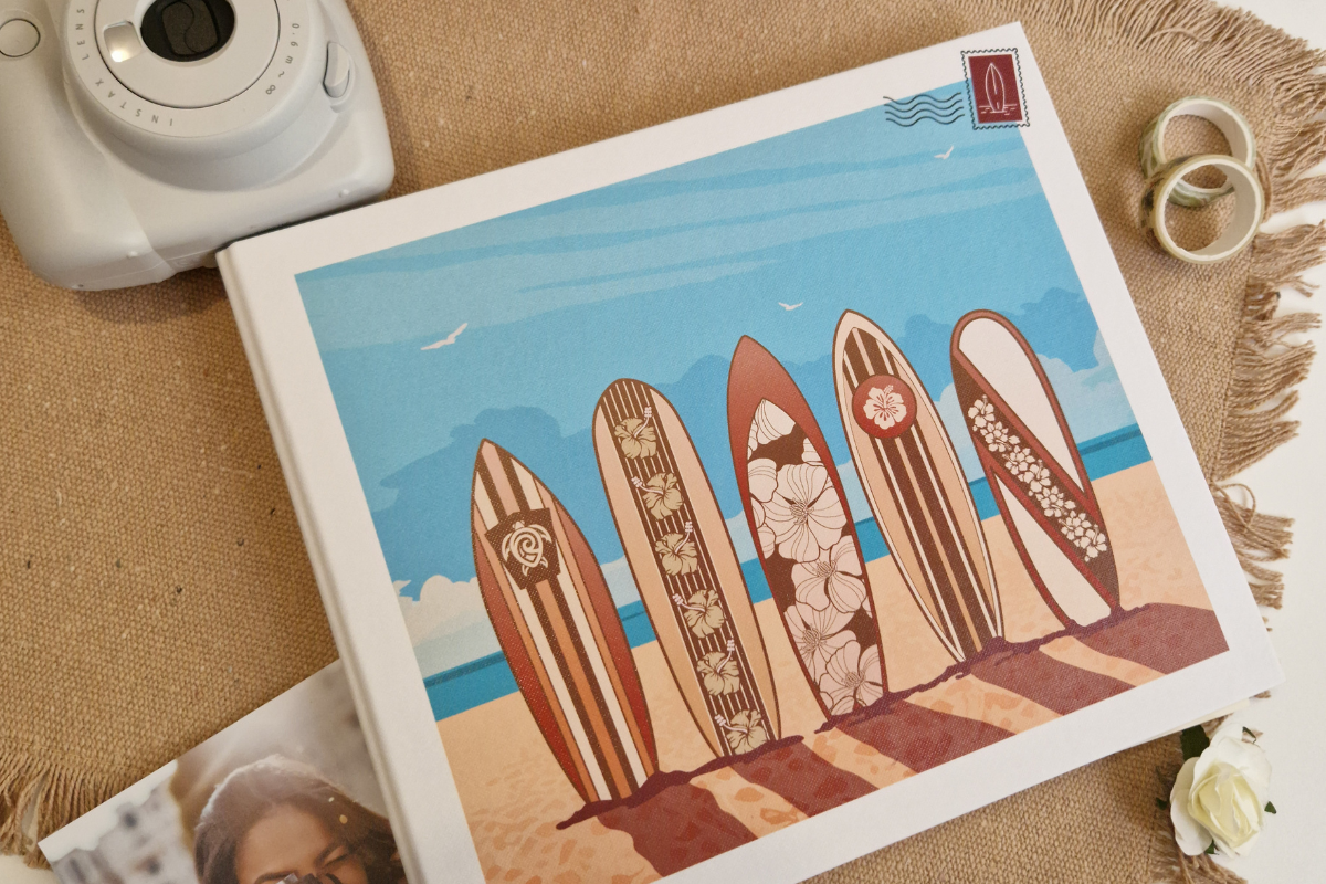 Album photos traditionnel illustration plage surf 120 photos 11,5x15 cm